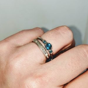 Genuine London Blue Topaz Engagement Ring 🌸